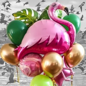 Flamingo Balloon Bouquet – Gold Nest