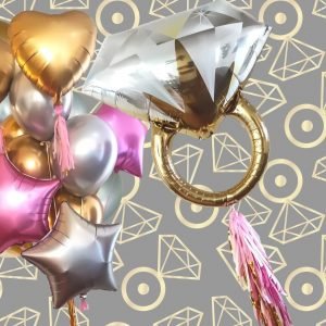 Engagement Ring Balloon Bouquet – Pink Diamond