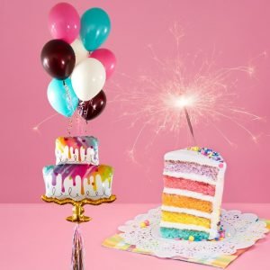 Rainbow Drip Cake Balloon Bouquet